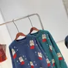 Dames truien kerststijl kitten jacquard pullover sweater vrouwen 2023 lente tops Koreaanse los zachte wasachtige breierkleding