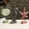 Autres décorations pour la maison Artisanat en bois Étoile de mer Hippocampe Sculpture d'animaux marins Océan Bois Couleur Figurines décoratives Accessoires de décoration de la maison X0821