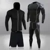 Men's Tracksuits 4 Pcs/Set Tracksuit Gym Fitness Compression Sports Suit Clothes Running Jogging Sport Wear Exercise Workout Jacket Tights