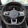 Housse de volant de voiture en daim noir en fibre de carbone pour Volkswagen Golf 7 GTI Golf R MK7 Polo Scirocco 2015 20162651