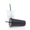 710 ml di tazze di paglia a tazza bianca nera con coperchio Cambia tazze di caffè tazze riutilizzabili in plastica Tumbler Matte Finisce tazze da caffè