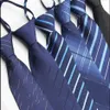 Cravate homme fermeture éclair pas besoin de frapper costume d'affaires 8cm professionnel bleu foncé noir un facile à tirer le marié mariage lazy295g