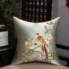 Oreiller Style chinois Jacquard couverture classique broderie fleur et oiseau oreillers décoratifs chambre chaise canapé taie d'oreiller