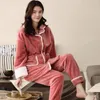 Dames slaapkleding Winter dik Warm Flanel Pyjama Set Coral Cashmere Lange mouw Casual Soft M-3XL Vrouwelijk huiskleding