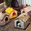 その他のペット用品犬小屋犬小屋ソフトペットベッドテント屋内密閉された暖かいぬいぐるみ眠っている眠りバスケット取り外し可能なクッション旅行通気性暖かいhkd230821