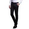 Men's Suits Stylish Suit Pants For MenSolid Color Super Stretch Korean Style Zipper Pockets Trousers Streetwear