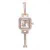 Wristwatches 2023 Women'S Exquisite And Simple Square Dial Watch Individual Alloy Quartz Full Diamond Luxury