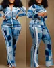 여자 2 피스 바지 가을 인쇄 긴 소매 재킷 세트 여성 겨울 옷 의상 스트리트웨어 2 세트 조깅하는 트랙 슈트 230818
