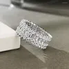 Bagues de grappe 2023 925 argent européen et américain luxe ensemble grande rangée bague en diamant haute teneur en carbone femme transfrontalière souhait