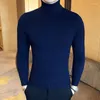 Męskie swetry 2023 Slim Solid Color Turtleeck Sweater Męs