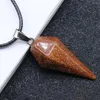 Chains 7PCS Wholesale Price Natural Stone Rose Quartz Agate Hexagon Cone Shape Pendant Necklace For Jewelry Accessory Charm Gift