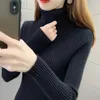 Kvinnors tröjor 2023 Mock Neck Sweater Winter Korea Pullover Basic Tops Soft Knit Long Sleeve Pulls Half Turtleneck Bottom Shirt T54