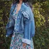 Женские куртки ранняя весна ретро светло -голубые силуэт Slim Short Loak Desim Jacket Женская 230818