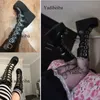 Boots Black Pink Women Platform Boots Shoes Punk القوطية أحذية مكتنزة أسافين عالية الكعب خريف شتاء الركبة أحذية عالية النساء Y2K الأحذية 230821