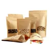 Packing Bags Wholesale Kraft Paper Self-Sealing Zip Bag Tea Nut Dry Fruit Food Packaging Reusable Moisture-Proof Vertical With Transpa Dhley