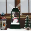 Décoration de fête cadeau de Noël sac vert bonhomme de neige neige moulin à vent avec lumières LED