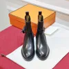 Klassieke Buckle Knight Ankle Boots Fashion Flat Low Heel Black Leather Martin Combat Booties Designer Shoes Factory Footwear