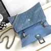 SS23 New product crush bag Magnetic closed quilting Denim bag women's high quality chain shoulder bag street fashion style handbag Crossbody purse