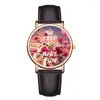 Orologi da polso femminile da donna orologio quarzo set per fiore in pelle impermeabile a quadrante rotondo orologio da polso orologio reloj hombre