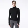 Yoga Lu Jacket Jacket Casaco de fitness Hosco esportes de elasticidade respirável rápida Roupos de ginástica apertada Mulheres tampos de zíper completo preto