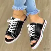 Sandals Fashion Canvas Slippers Lace Up Open Teen Dames Denim luxury sandals women designers womens shoes R230821