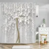 Rideaux de douche Bouquet élégant de fleurs blanches fantastiques Style 3D Rideau de douche Rideau de salle de bain avec tapis de bain Ensemble de tapis Floral Home Decor R230821