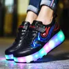 Athletic Outdoor Flashing Roller Skate Shoes For Boys Girls Childrens Dames Lumineuze wielen Sneakers Led Light Sport USB Charging Skateboard 230818