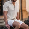 Stylowe koszule męskie Koszulka Top Buttons Placket Soft Loose Bawełna mieszanka Summer Męska odzież