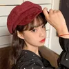 BERETS HT2892女性帽子レトロ八角形SBOYキャップレディースソリッドプレーンスエードベレット女性ヴィンテージアーティスト画家230821