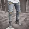 Men Jeans Stylish Ripped Jeans Pants Biker Skinny Slim Straight Frayed Denim Trousers New Fashion Skinny Men Clothes229u