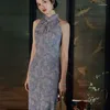 Roupas étnicas estilo chinês vintage hanfu qipao vestido mulheres elegantes sem mangas cheongsam casual diariamente