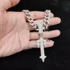 Pendant Necklaces Men Women Hip Hop Letter Iced Out Cross Sword Necklaces with 13mm Cuban Chain HipHop Pendant Necklace Fashion Charm Jewelry 230821