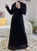 Ethnic Clothing Traditional Muslim Long Sleeve Maxi Abaya Dress Islamic Women Stretch Polyester Modest
