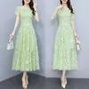 Abiti casuali Flower Green Rightoided Chiffon Long Dress Women Frump Elegant Ladies Wedding Dance Dance Party Maxi