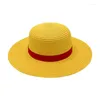 Bérets 2 Styles Tailles Anime Japonais Luffy Chapeau De Paille Dessin Animé Crème Solaire Cosplay Pour Adulte Et Enfant