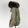 Trench femminile 2023 grandi giacche da donna invernale vera pelliccia di pelliccia da boscaiodri invariate per parcati dell'esercito verde