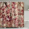 Shower Curtains Spring Pink Cherry Blossoms Burgundy Flower Fabric Shower Curtain Leaves Tree Branch Cherry Floral Bathroom Decor Set Waterproof R230821