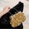 Evening Bags 2023 Sequins Handbags rose red Bag Women Clip Tote Bag Bling Fashion Lady Bucket Handbags Girls Glitter Purses gold silver B511 HKD230821