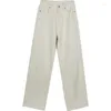 Pantalones vaqueros Vintage Beige de cintura alta para mujer