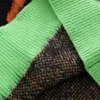 Herrtröjor harajuku vintage grön orange stickad tröja gata överdimensionerad jumper pullover tjock morfar ful kvinnor