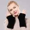 Five Fingers Gloves Women 100 Real Genuine Knitted Mink Fur Mittens Winter Warm Lady Fingerless Handmade Knit Mitten 230818