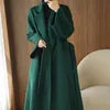 Womens Wool Blends Max High end Water Wave Pattern Double sided Cashmere Coat for Women Mid length AutumnWinter Woolen Fabric Loose 230818