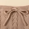 Clothing Sets Kids Baby Knit Set Summer Clothes Born Girls Solid Lace-up Knitted Backless Rompers Drawstring Shorts Beach Outfits