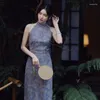 Ubranie etniczne chiński styl vintage hanfu qipao sukienka kobiety elegancka bez rękawów Cheongsam codziennie codziennie