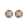 Studörhängen Medieval Vintage Rhinestone Pearl Round Geometric For Women Light Luxury High Grade Party Jewelry