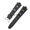 Jawoder WatchBand 22 24mm x 8mm男性女性ウォッチバンドブラックダイビングシリコンラバーステンレススチールシルバーピンバックルストラップD247p