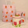 Mugs Girl Heart Tulip Cup Covere Office Ins Style Mug High Beauty Ceramic Birthday Present Kawaii Coffee