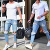 Pantoni da uomo in denim allungata distruzione di pantaloni alla caviglia della moda strappato con cerniera jeans skinny per uomini jeans302s taglie forti