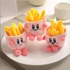 Peluş anahtarlıklar 20pc/lot 12cm kawaii hamburger cipsler Kirby anime kulaklık cüzdanı anahtar zincirleri sırt çantası çocuklar için küçük kolye 230818