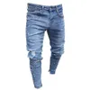 Men Jeans Stylish Ripped Jeans Pants Biker Skinny Slim Straight Frayed Denim Trousers New Fashion Skinny Men Clothes229u